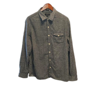 J.crew/jeans wool blend navy houndstooth long sleeve button-up slim fit shirt XL